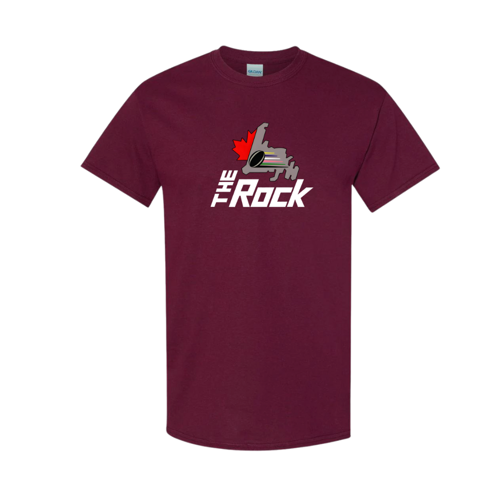 The Rock Rugby - T-Shirt (Maroon Large Logo)