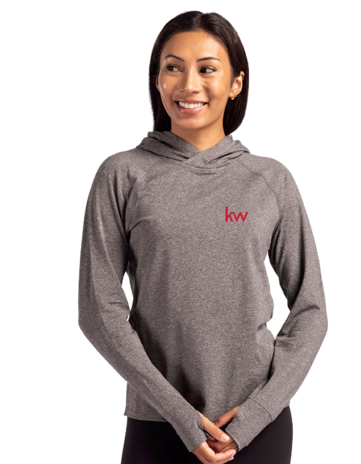 CUTTER & BUCK ADAPT KNIT RECYCLED LADIES’ HEATHERED HOODED PULLOVER PRICE - $85.00 + HST