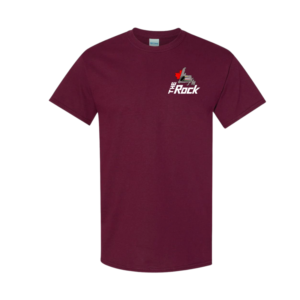 The Rock Rugby - T-Shirt (Maroon Small Logo)