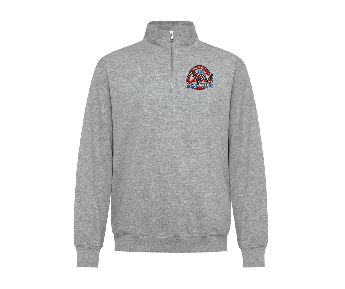 Ches's Fish and Chips 1/4 Zip Up Sweatshirt - Embroidered