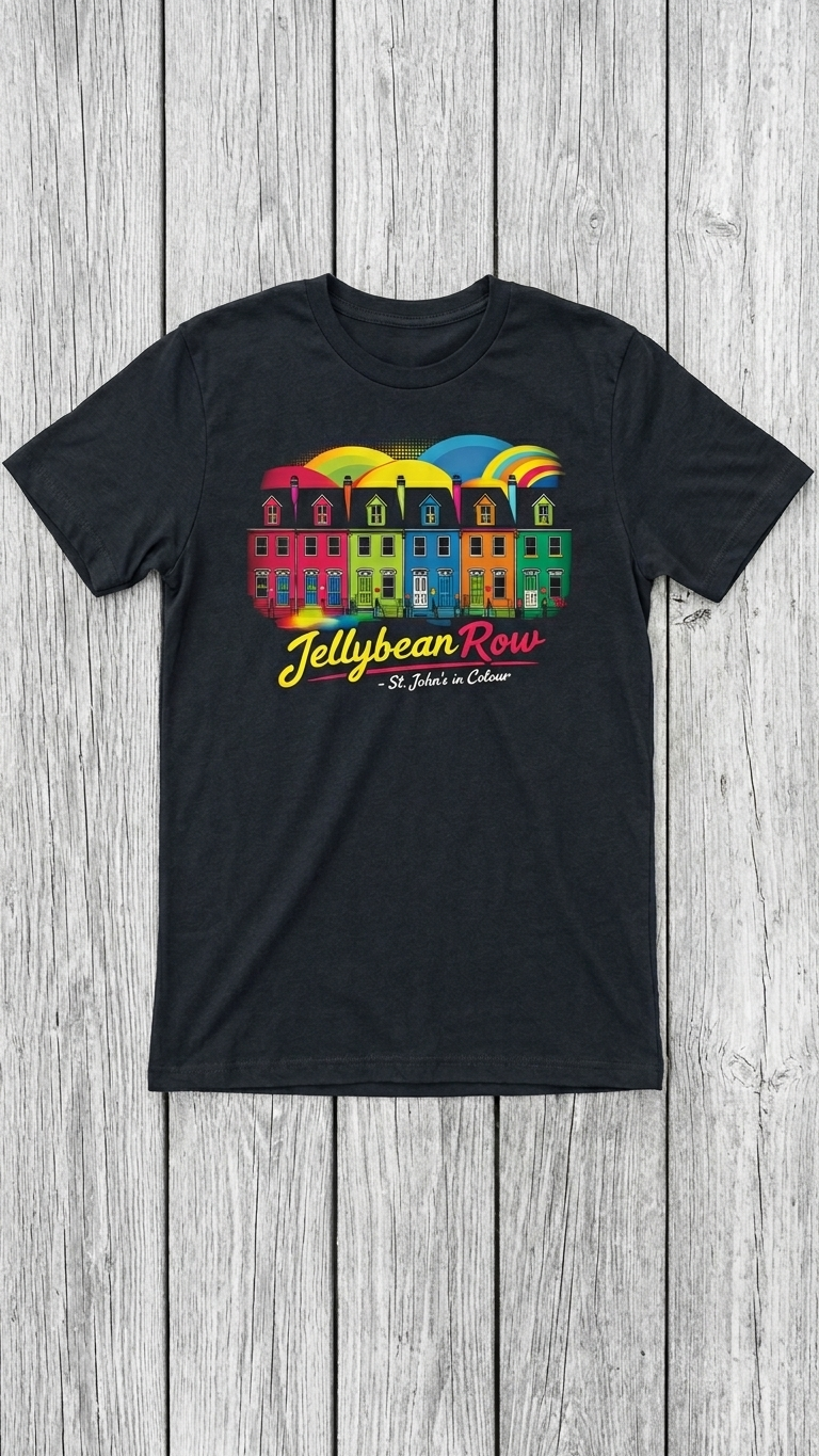 Jellybean Row St. John's T-Shirt – Vibrant Downtown NL Architecture Souvenir