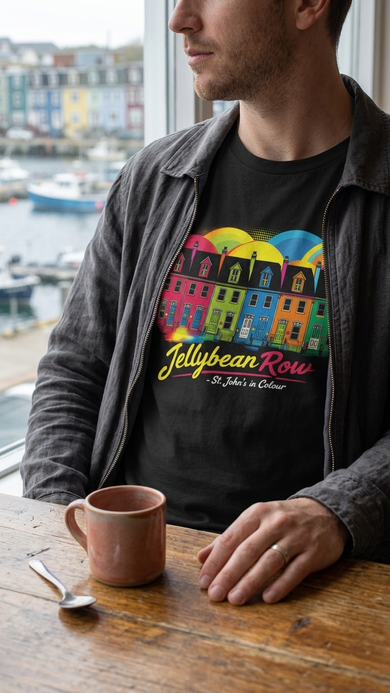 Jellybean Row St. John's T-Shirt – Vibrant Downtown NL Architecture Souvenir