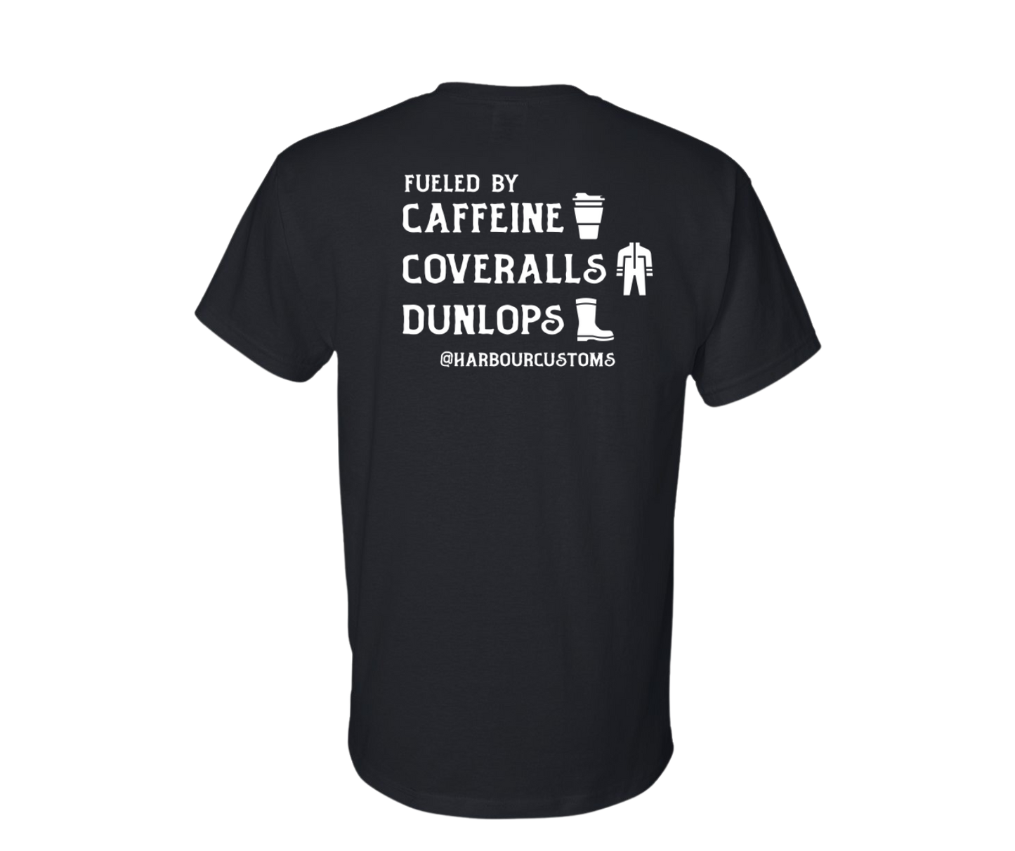 Harbour Customs Tshirt - Fueled by Caffeine Logo